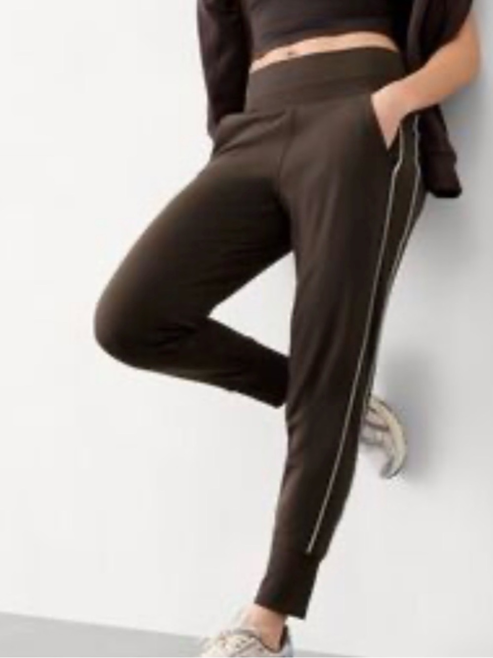 Athleta VENICE high rise track stripe jogger sz Large L